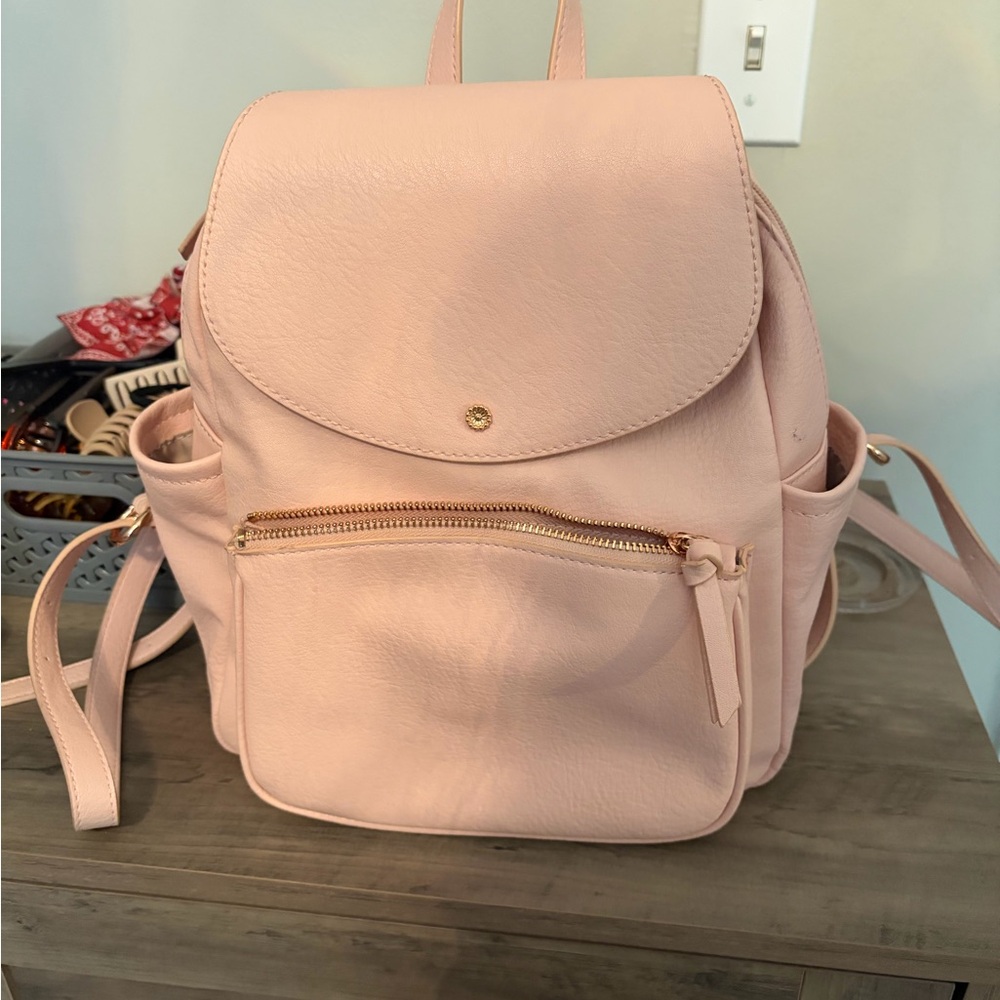 Pink Faux Leather  Backpack for Women